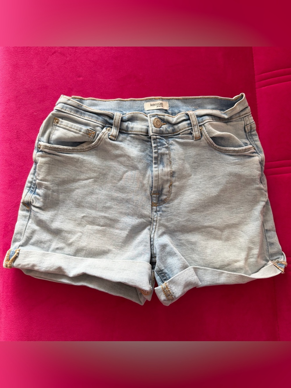 Kensie Light Wash Rolled Cuff Denim Shorts